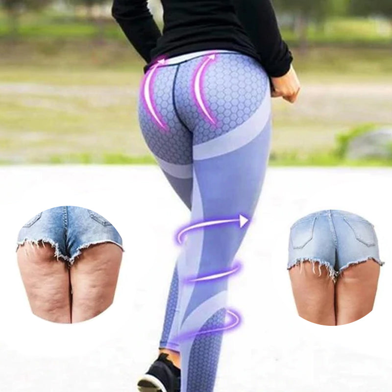 High Waisted Women's Yoga Leggings with Geometric Pattern - Aurora