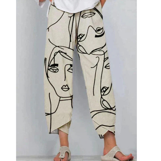 Casual women's autumn wide-leg trousers with elasticated waistband – Yara