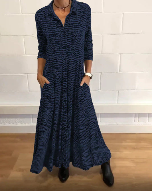 Long Loose Autumn Dress – Maris in Autumn Leaf Colours