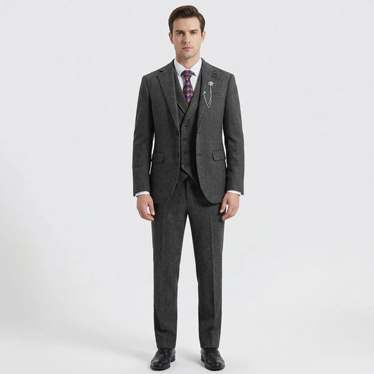 3-Piece Herringbone Patterned Suit - Leonard