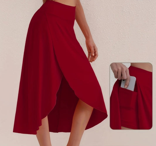 Autumnal, sporty skirt with a high waist and asymmetrical cut – Alexia