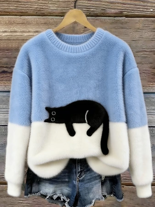 Cat Print Oversized Sweater 2