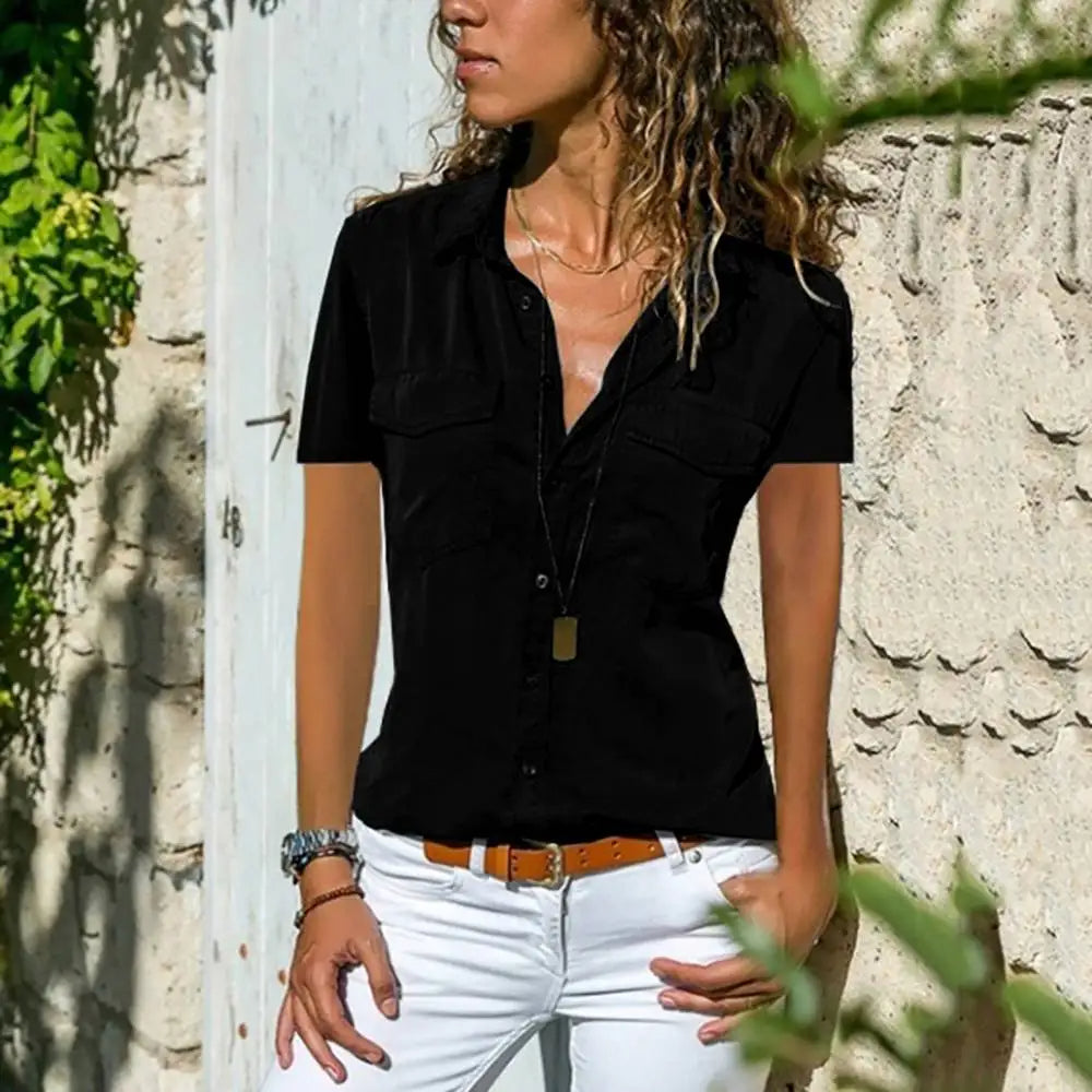 Elegant women's blouse with short sleeves – Mira