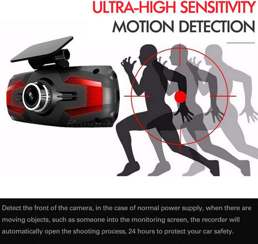 Dual-camera dash cam with 2.7" LCD, 170° wide-angle and rear view