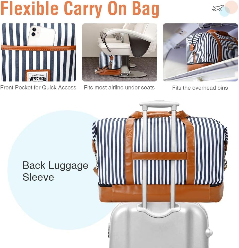 50L waterproof weekend duffel bag with toiletry bag and shoe compartments