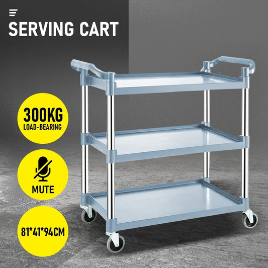 3-tier rolling service trolley with lockable castors – ServePro