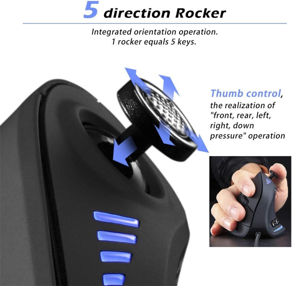 Vertical RGB gaming mouse with joystick and 11 programmable buttons – Kryvos