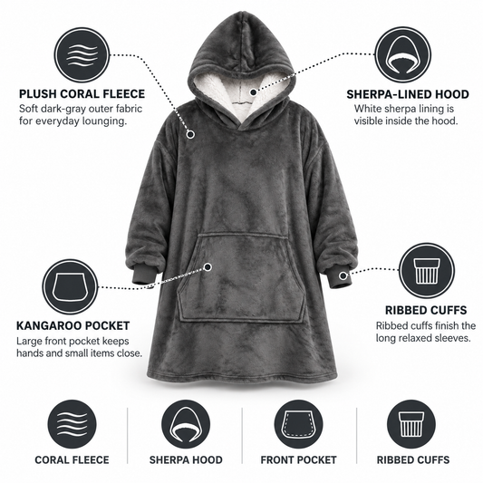 Ultra-Soft Oversized Sherpa Hoodie Blanket (with Pocket) 2