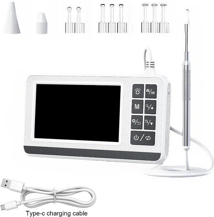 Ear-cleaning otoscope with 3.9 mm camera and 4.3-inch HD screen – Claryon