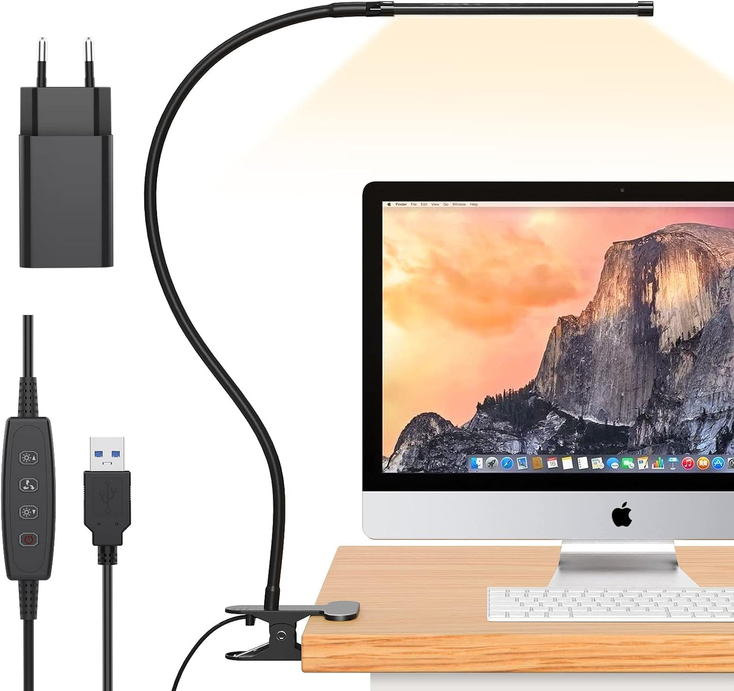 77-LED USB-powered clip-on desk lamp with flexible gooseneck – Serava