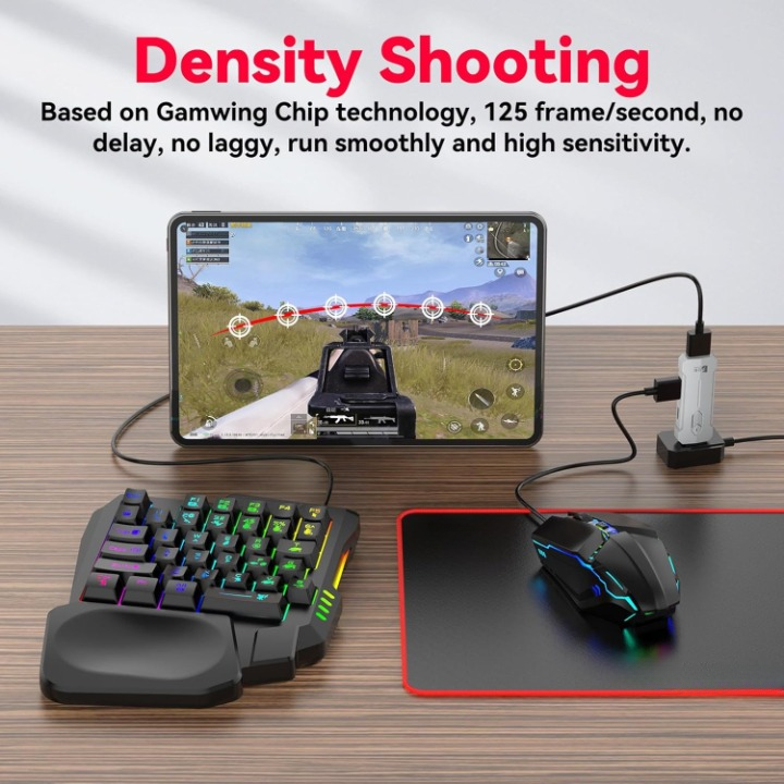 RGB gaming keyboard and mouse combo – ergonomic controller adapter set – Zyvorn