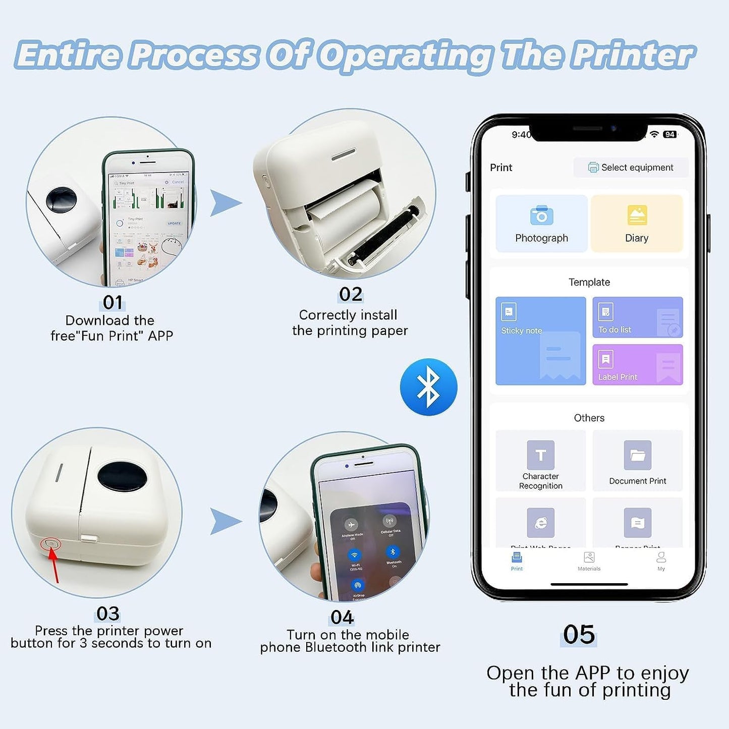 Portable Bluetooth label printer – inkless thermal printing