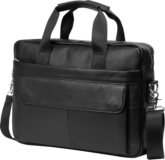 Premium 15" cowhide business briefcase with organiser compartments