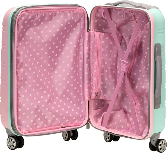 Lightweight expandable hard-shell suitcases with twin spinner wheels