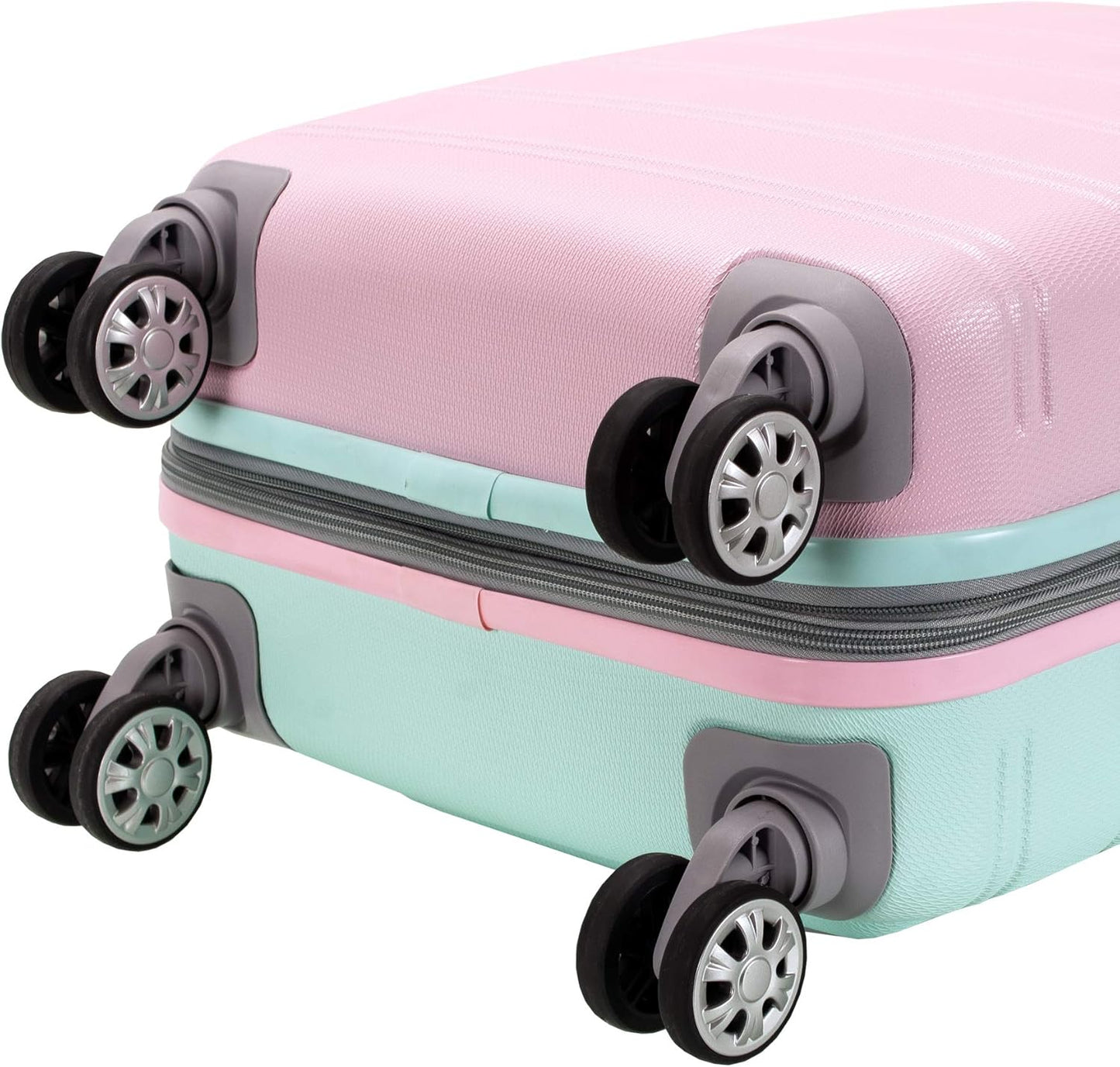 Lightweight expandable hard-shell suitcases with twin spinner wheels