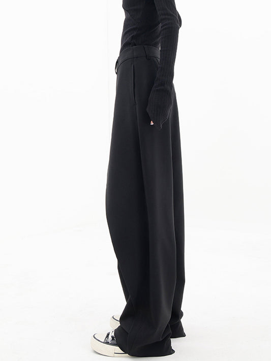 Asymmetrical Wide Women's Trousers with Double Button – Noa
