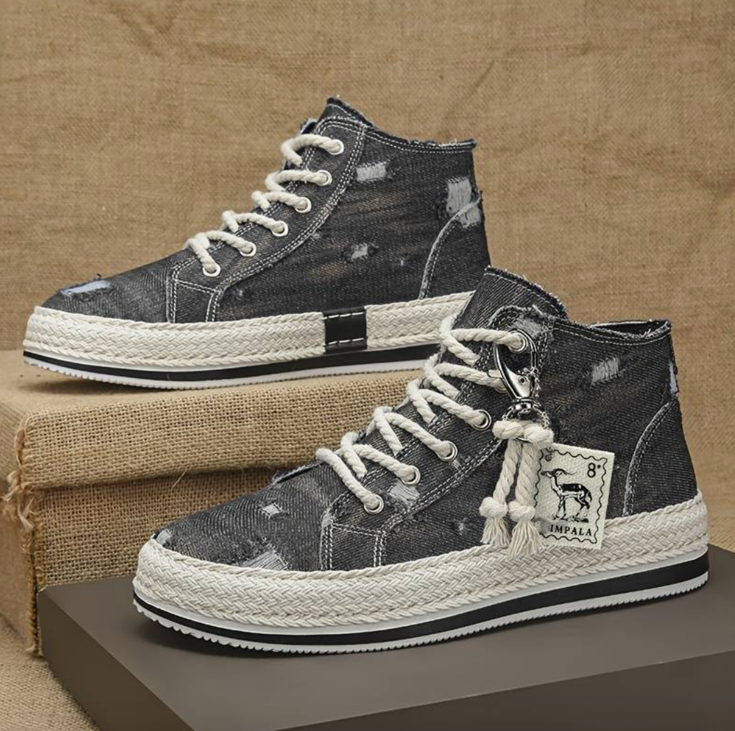 Men's High-Top Denim Sneakers with Grip Sole & Ankle Support – Jarek