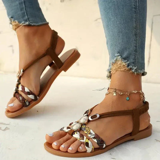 Boho-Beaded Slip-On Summer Sandals - Amira