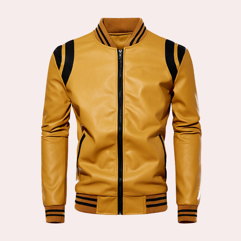 Men's Bomber Jacket with Zip and Sporty Stripes – Dorian