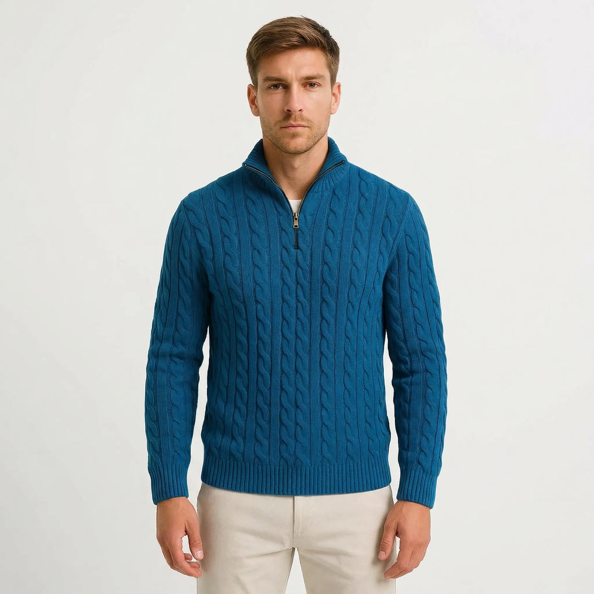 Cable-Knit Quarter-Zip Mens Jumper - Edmond