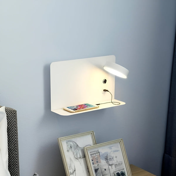 LED Wall Lamp with USB Charger and Switch - GlowPort
