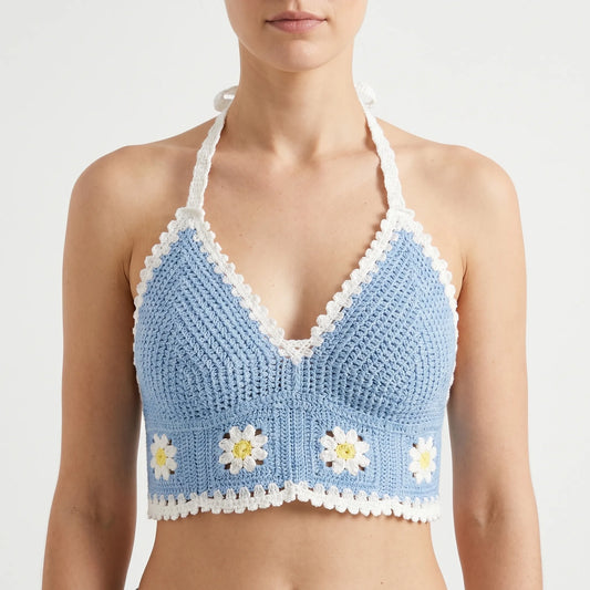 Crochet Halter Crop Top - Eva