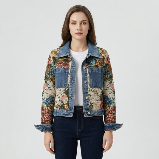 Cropped Denim Jacket With Print - Joelina