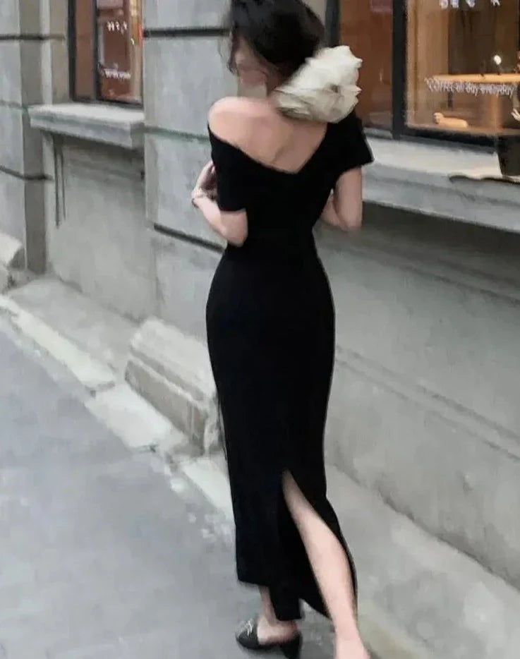 Elegant bodycon maxi dress with off-shoulder – Valentina