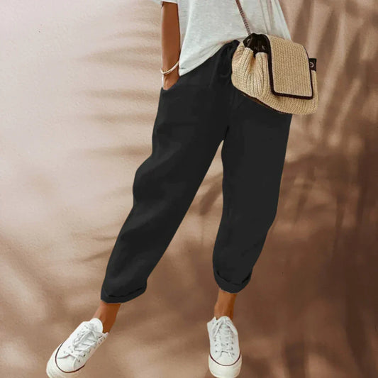 Fashionable and comfortable linen trousers for women - Sophia