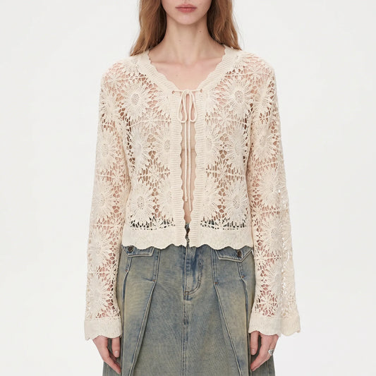 Floral Knit Cardigan - Lila