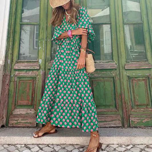 Boho summer dress in Ibiza style with a loose fit – Elira