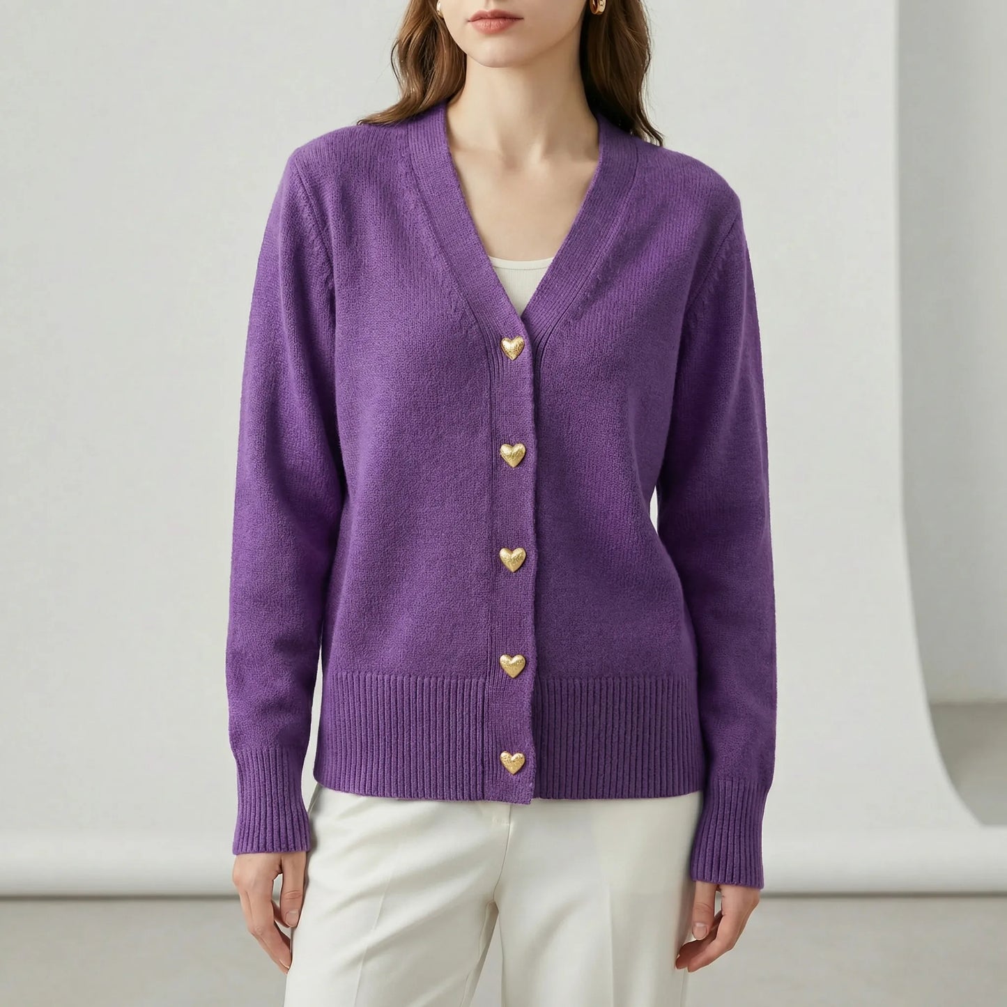 Hip-Length Womens Cardigan With Button Front - Frida