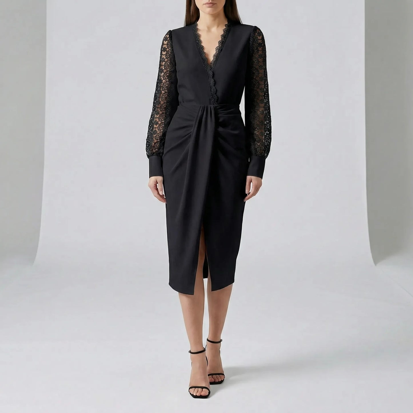Knee-Length Wrap Dress - Sandy