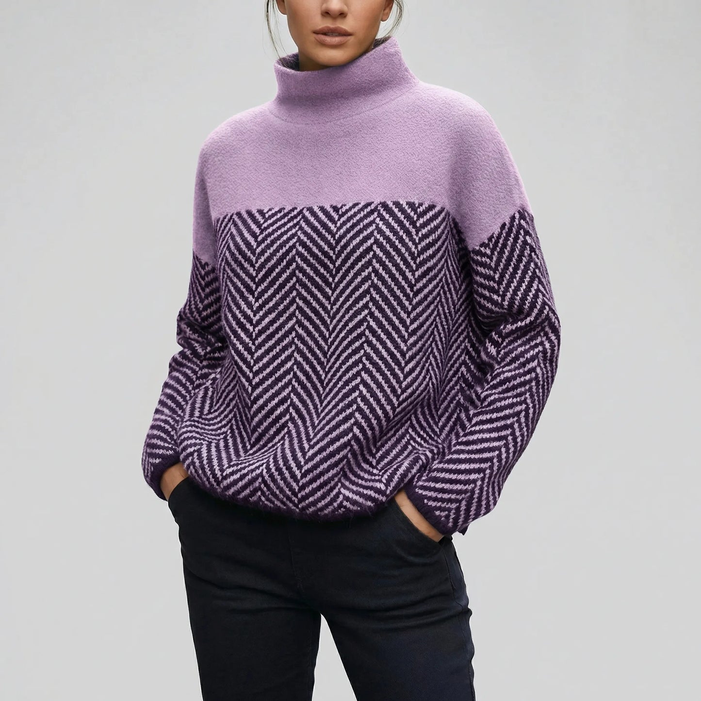 Knitted Jumper With High Collar - Felina