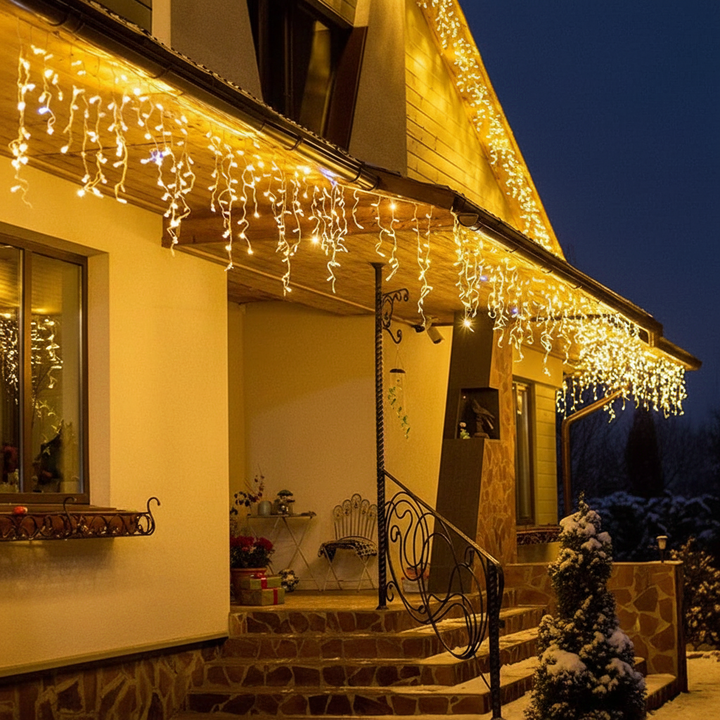 Weatherproof LED icicle light string 4.8 m – Velvorati