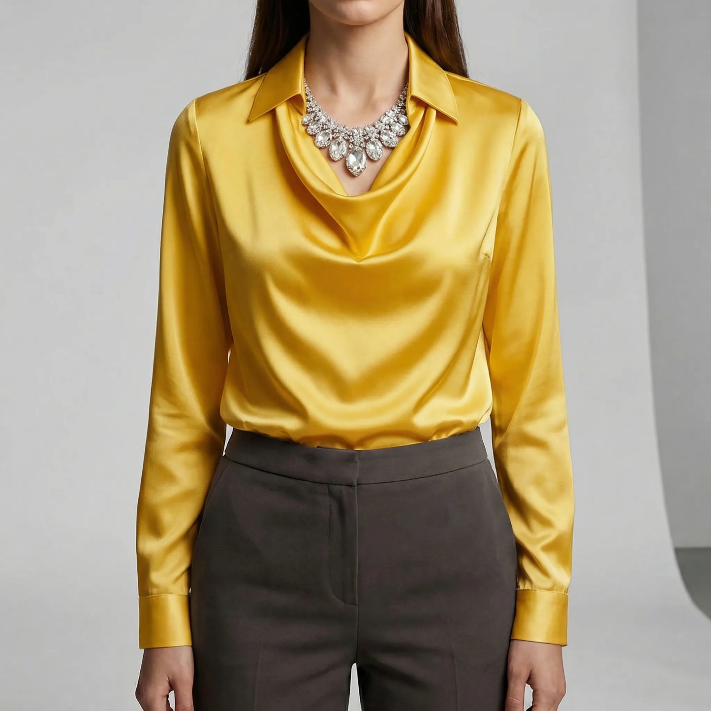Long-Sleeved Draped Blouse - Ceylin