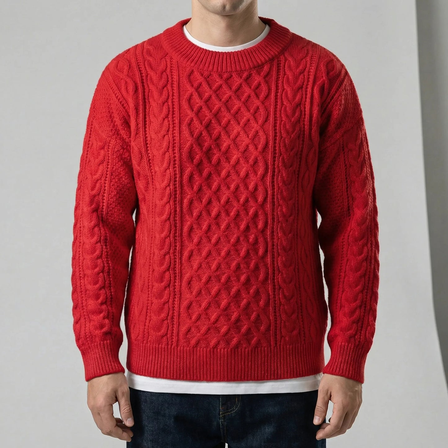 Long Sleeve Cable Knit Jumper - David
