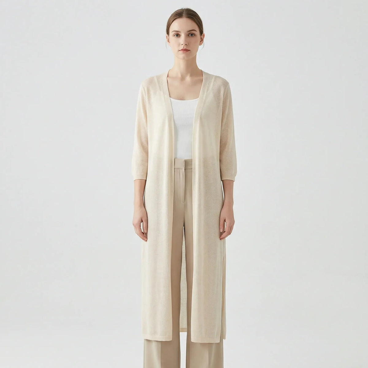 Long Sleeve Cardigan Sweater - Sandy