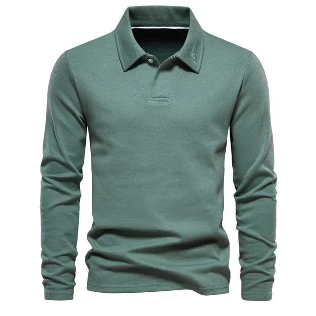 Long Sleeve Turn-Down Collar Polo - Carlton