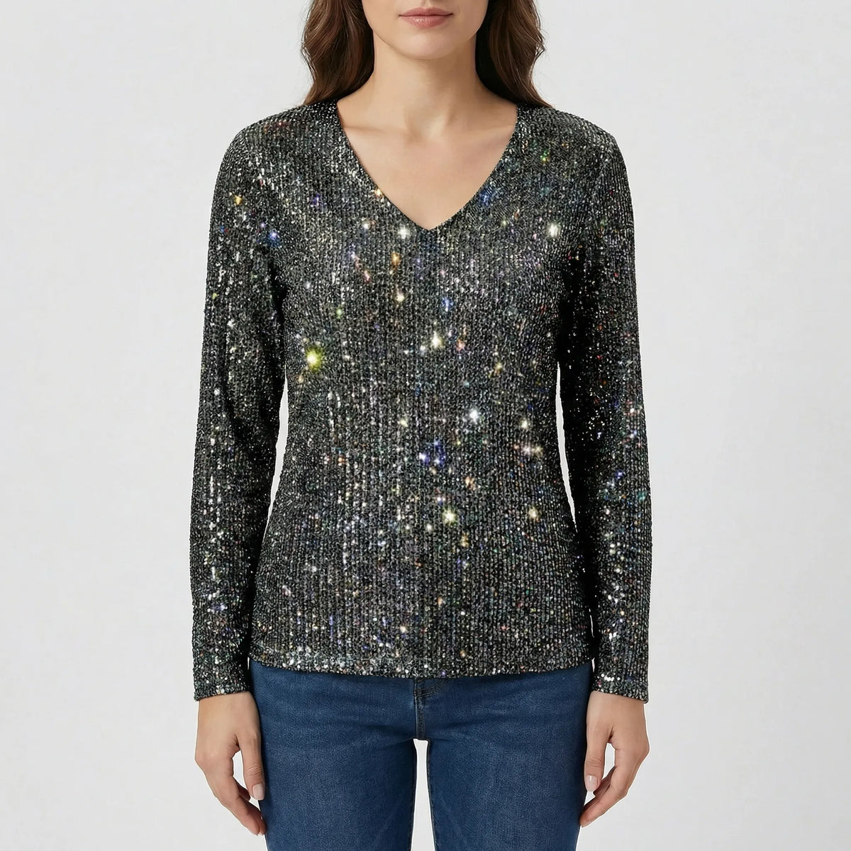 Long Sleeve V-Neck Blouse - Lana