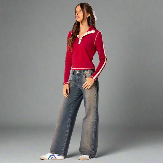Low Rise Damenjeans Locker Geschnitten - Milla