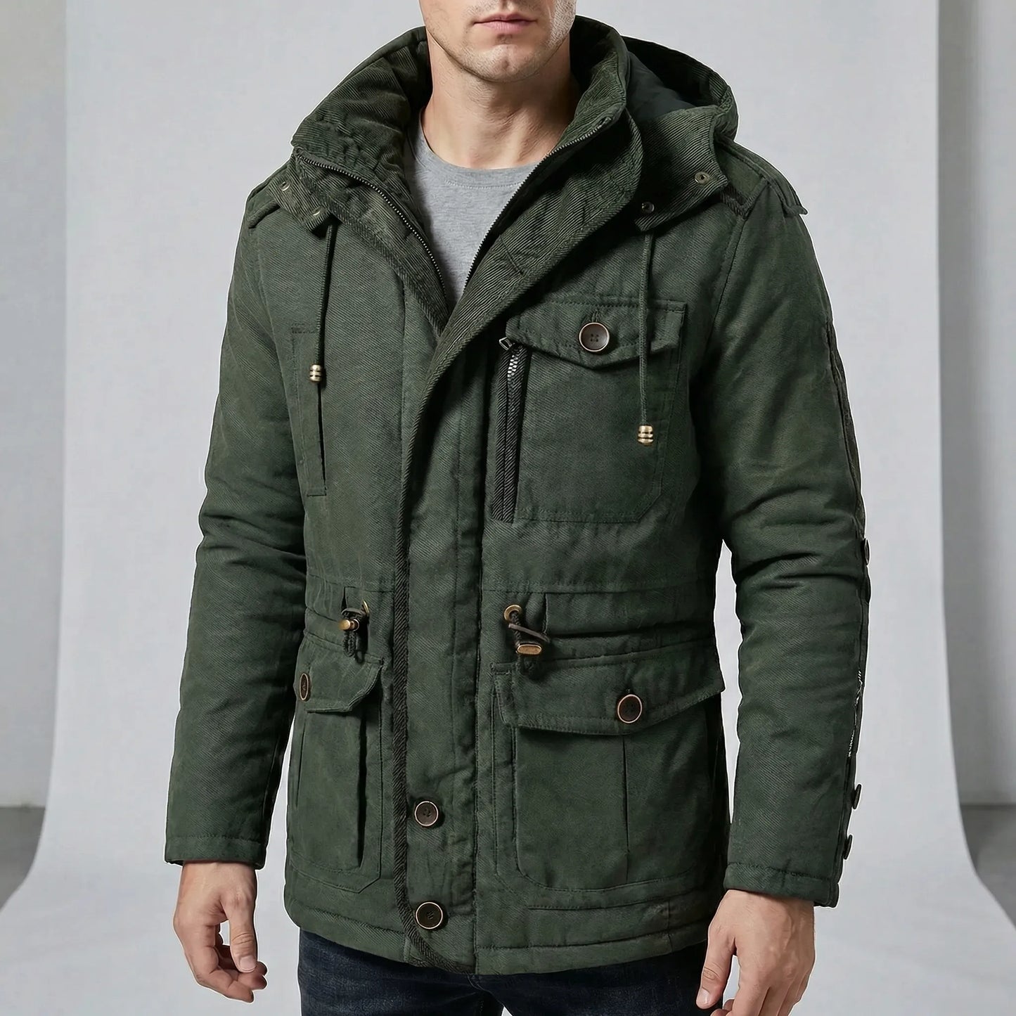 Men's Winter Jacket With Hood And Cuffs - Carlos