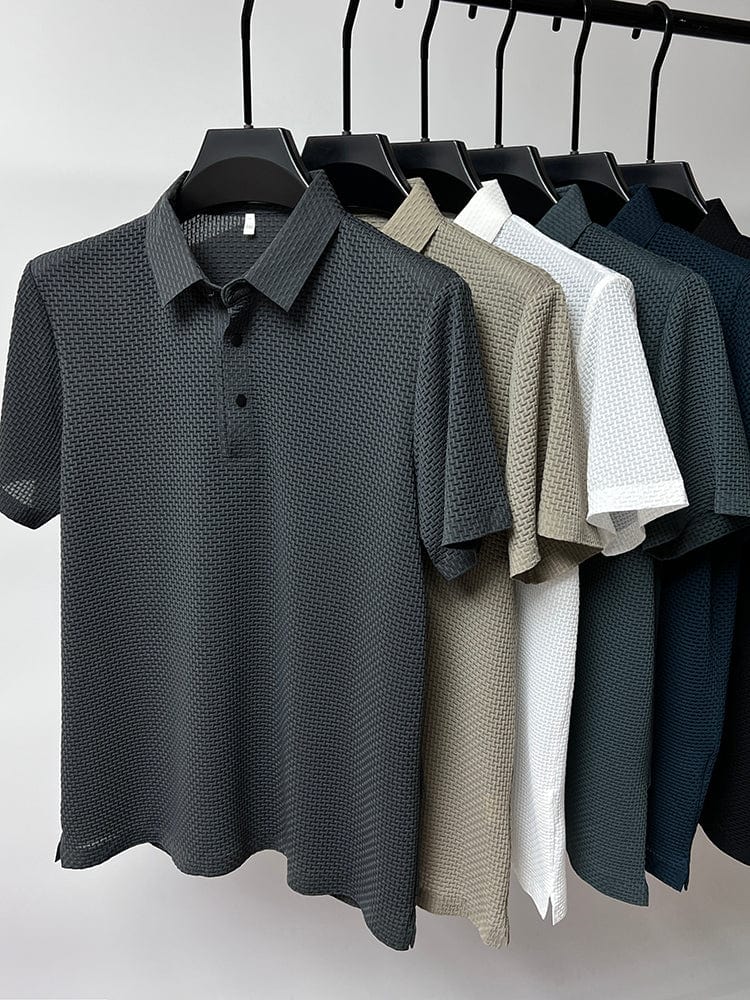 Breathable men's polo shirt with mesh details & slim fit – Milan Autumn Edition