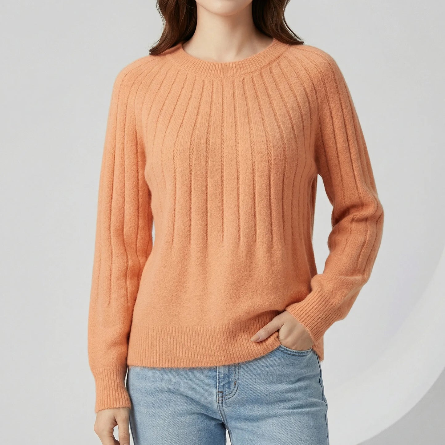 Ribbed Long-Sleeve Knitted Jumper - Mayra
