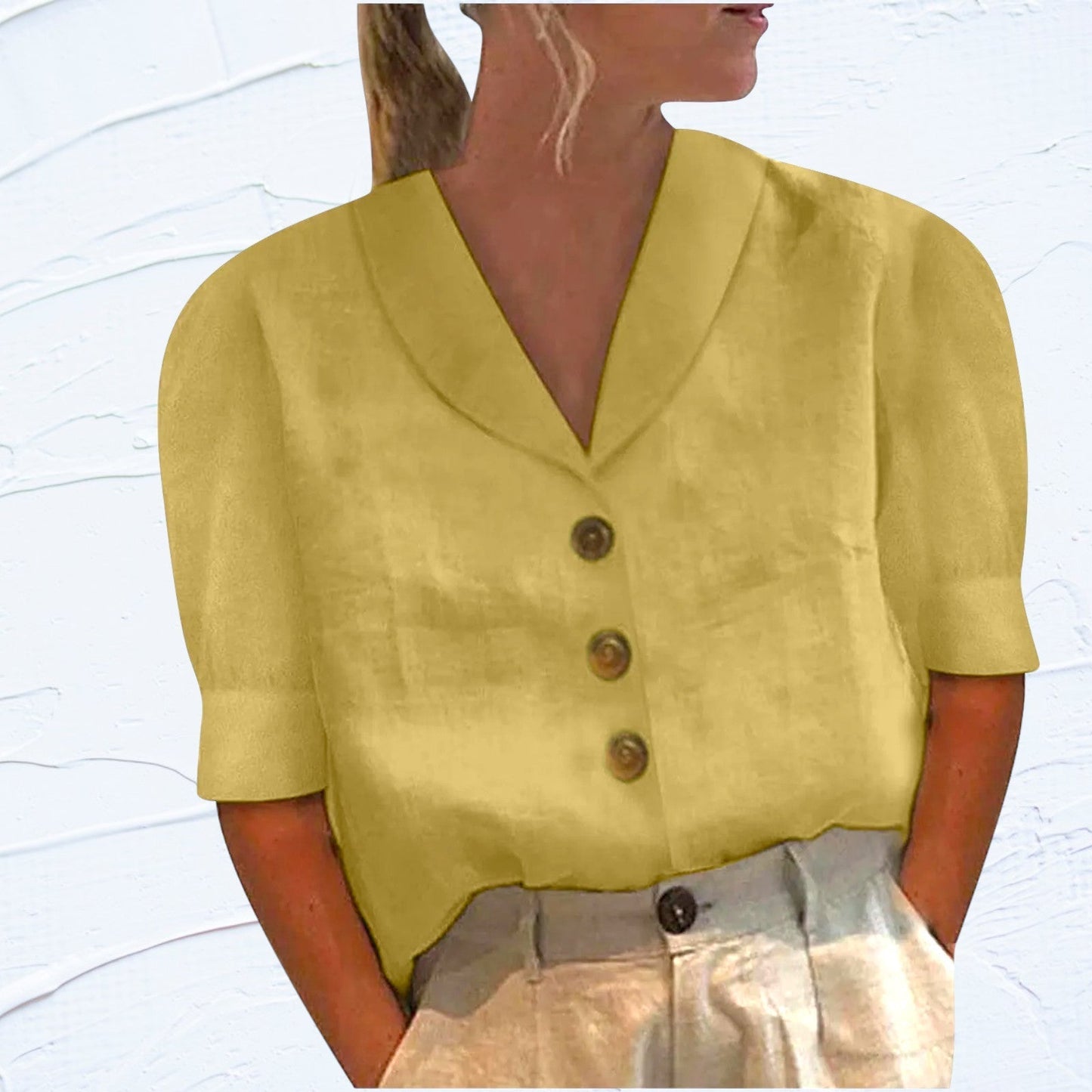 Chic Ladies Blouse with Collar and Buttons - Vivienne