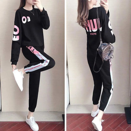 Ladies' tracksuit two-piece set with sweater and trousers – Leona