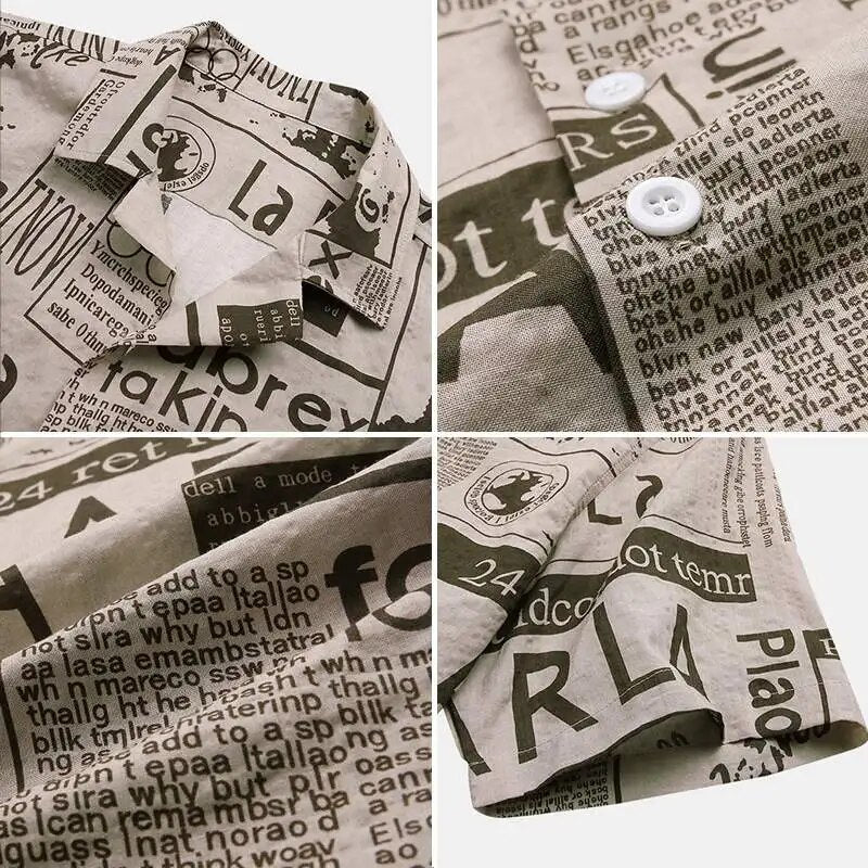 Shirt with Newspaper Print and Button Closure - Milo