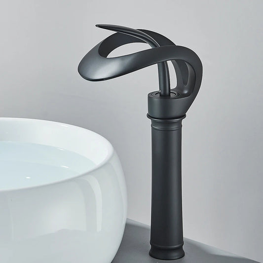 Messing Basin Mixer Tap with Waterfall Spout - Flowarc