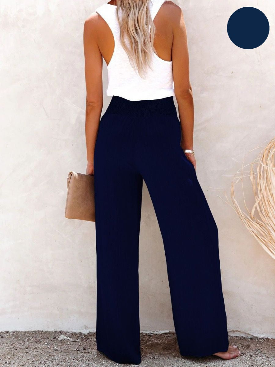 Ladies' linen trousers with a high waist and wide leg β Livia