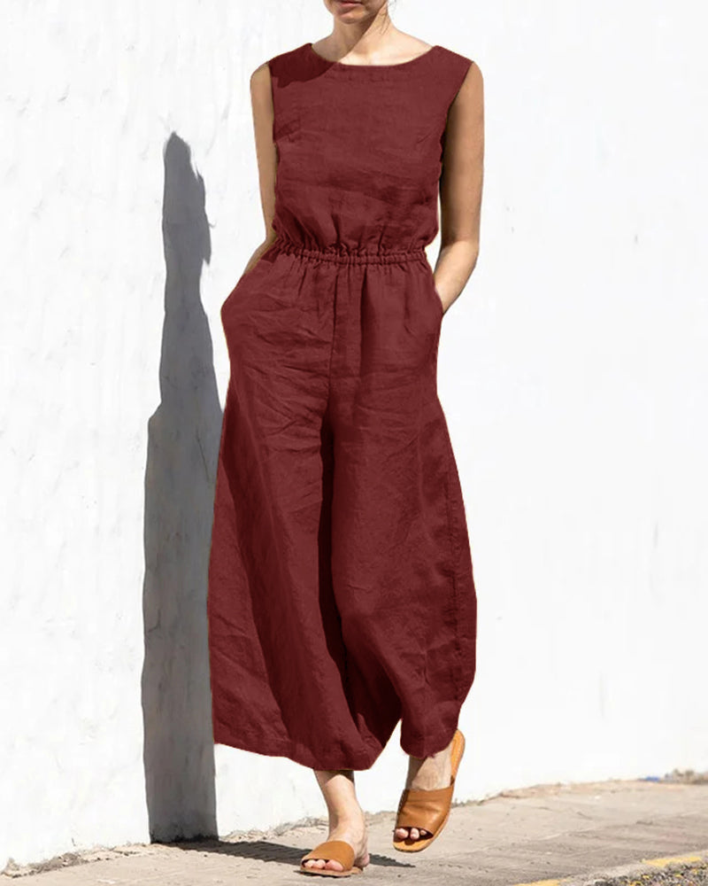 Sleeveless jumpsuit with wide leg – Aurelia